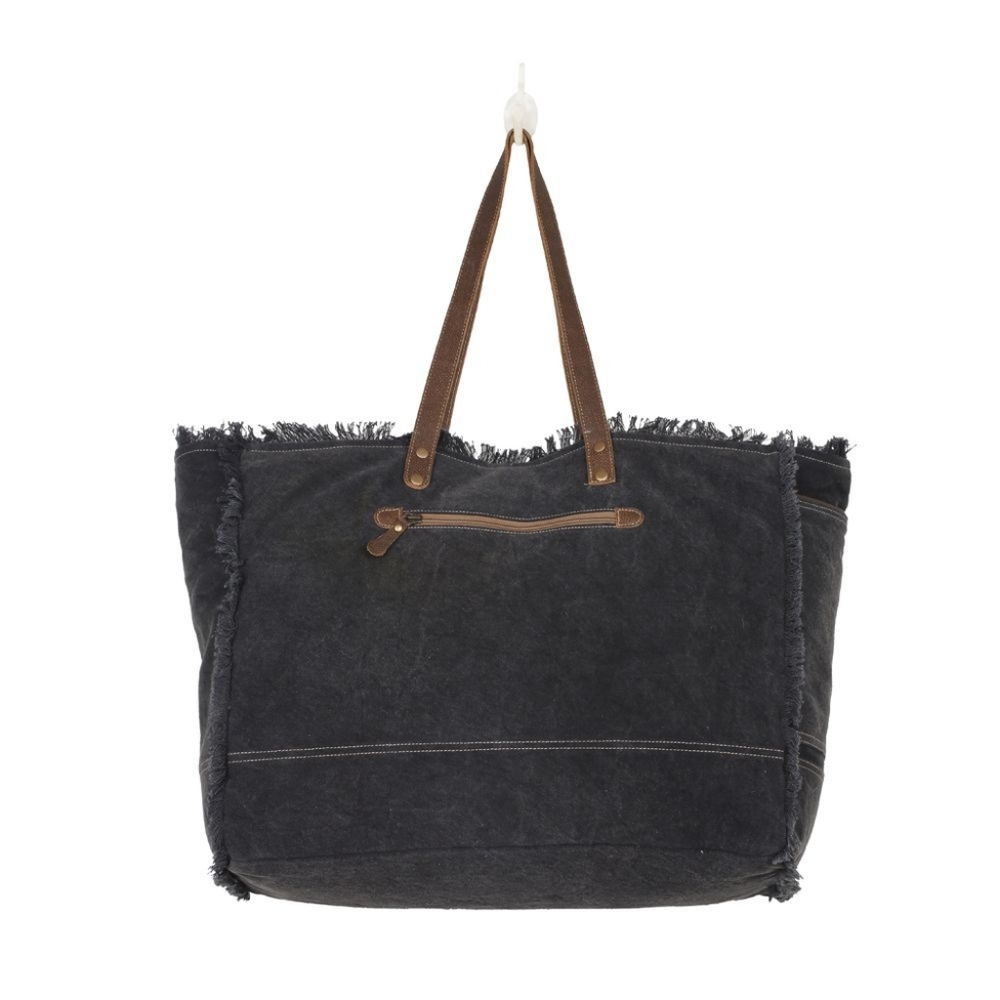 Myra Bag Multicolor Embroidered Travel Tote with Brown Suede Trim - Picture 4 of 4
